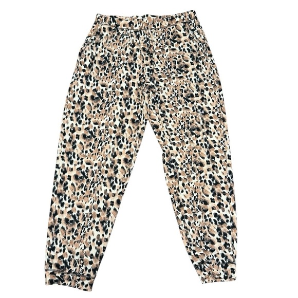 NWT Women’s Black Brown Animal Print Jogger Lounge Pant XL - Picture 2 of 4